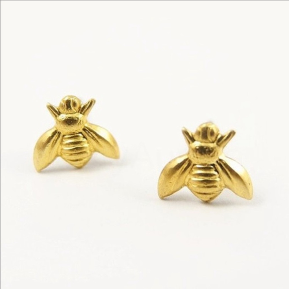 Dainty “Bee” Stud Earrings Gold Tone